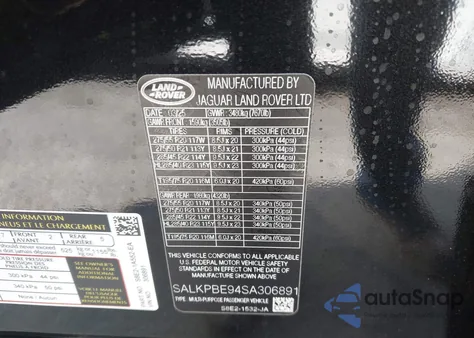 2025 Land Rover Range Rover P530 Se 7 Seat from USA, damaged, VIN SALKPBE94SA306891